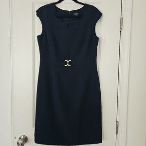 Tahari Navy Sleeveless Sheath Dress Size 12
